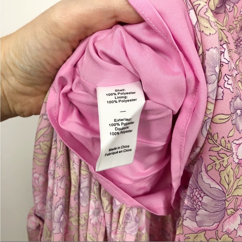 Likely Revolve Mona Floral Midi high neck tie Dress 8 pink ruffle - Picture 8 of 8